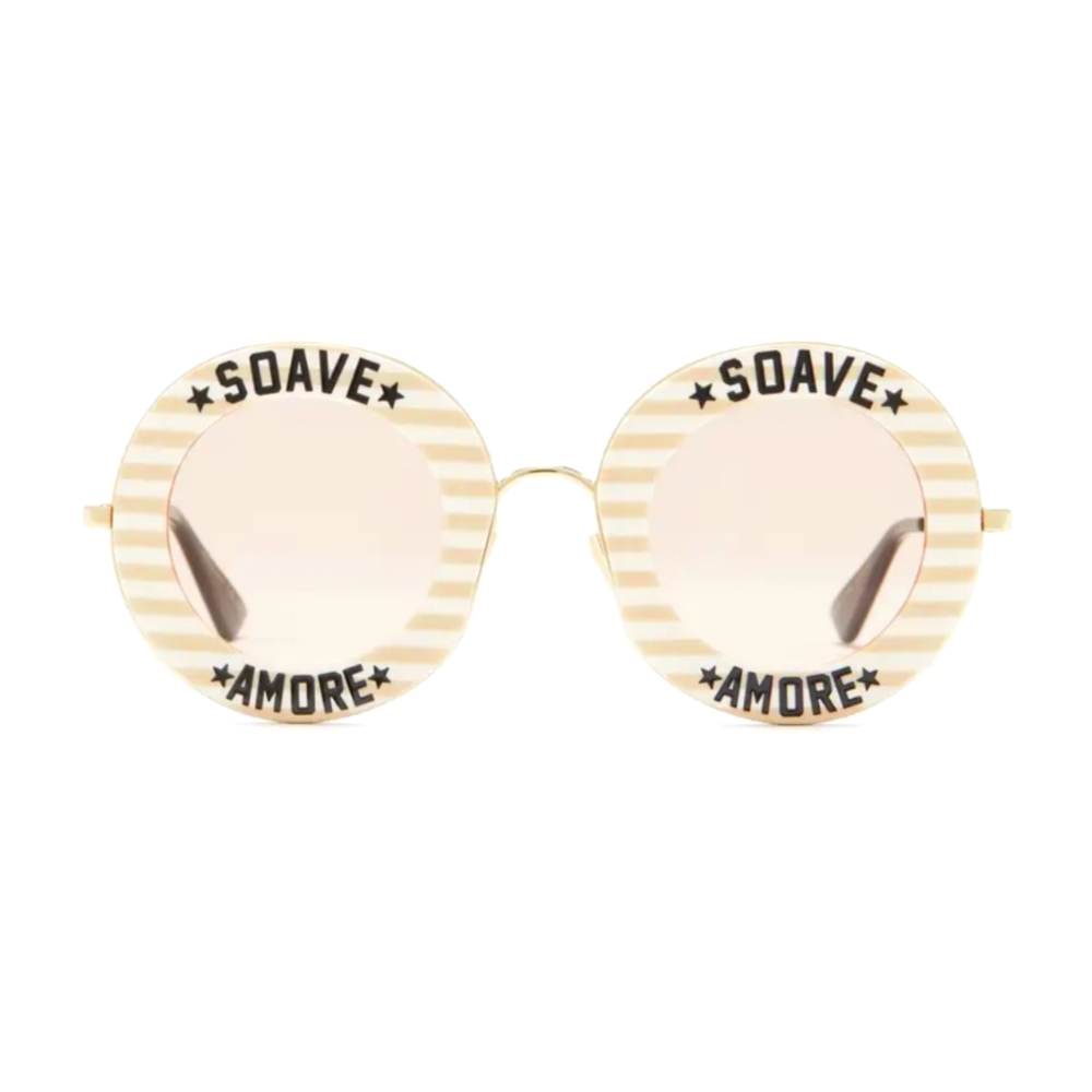GUCCI Striped Round Sunglasses GG0113S Graphic Soave Amore Delicate Love - Picture 5 of 17